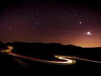 Light Trails and Stars Cape with Venus, Jupiter, Orion and Moon, Peak District Nat'l Park, England-Ian Egner-Photographic Print