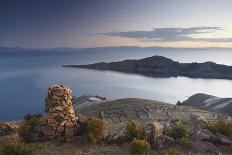 Stack of Prayer Stones on Isla del Sol (Island of the Sun), Lake Titicaca, Bolivia, South America-Ian Trower-Photographic Print