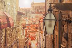 Dubrovnik Old City Street View, Croatia, Warm Filter, Lens Flare-iascic-Framed Photographic Print