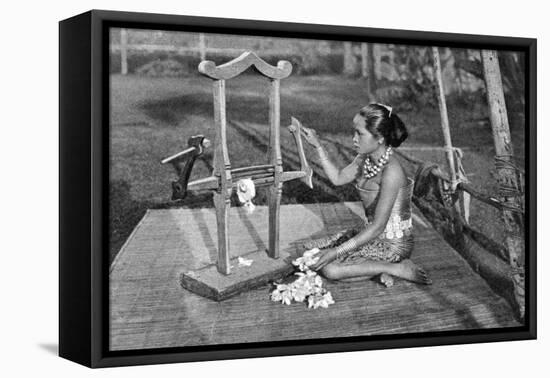 Iban Woman Making Thread with a Mangle, Borneo, 1922-Charles Hose-Framed Premier Image Canvas