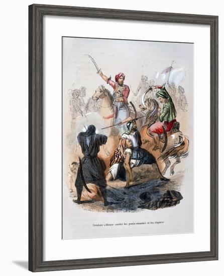 Ibrahim Pasha Fighting the Wahabis, Saudi Arabia, 1811-1818-Jean Adolphe Beauce-Framed Giclee Print