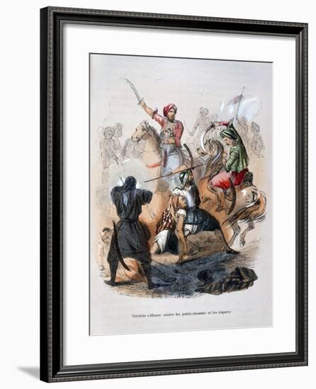 Ibrahim Pasha Fighting the Wahabis, Saudi Arabia, 1811-1818-Jean Adolphe Beauce-Framed Giclee Print