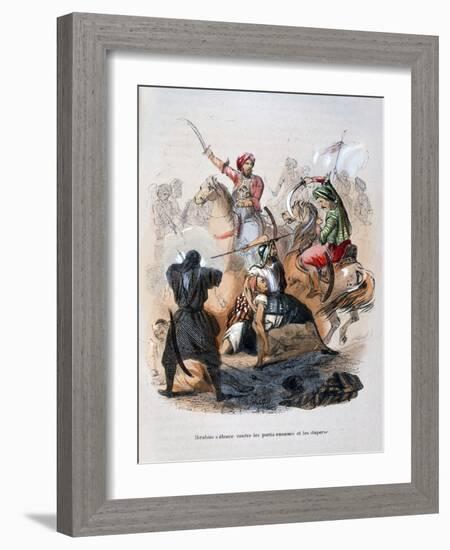 Ibrahim Pasha Fighting the Wahabis, Saudi Arabia, 1811-1818-Jean Adolphe Beauce-Framed Giclee Print