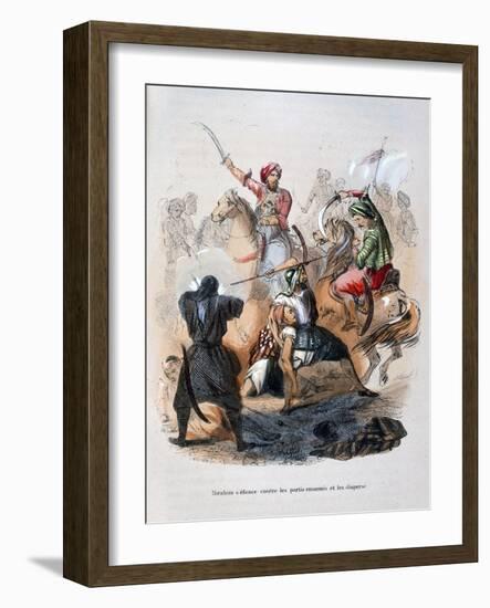 Ibrahim Pasha Fighting the Wahabis, Saudi Arabia, 1811-1818-Jean Adolphe Beauce-Framed Giclee Print