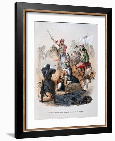 Ibrahim Pasha Fighting the Wahabis, Saudi Arabia, 1811-1818-Jean Adolphe Beauce-Framed Giclee Print