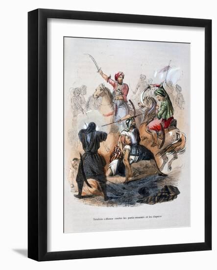 Ibrahim Pasha Fighting the Wahabis, Saudi Arabia, 1811-1818-Jean Adolphe Beauce-Framed Giclee Print