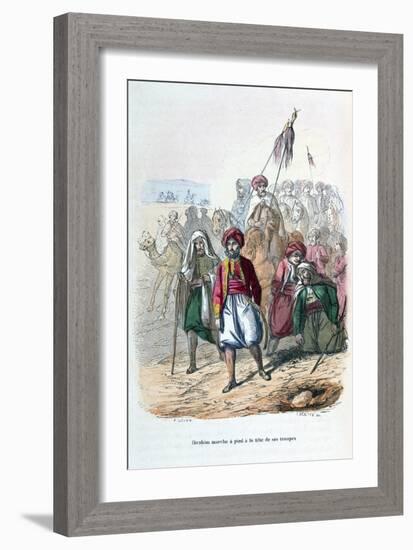 Ibrahim Pasha Marching at the Front of His Troops, 1811-1818-Jean Adolphe Beauce-Framed Giclee Print