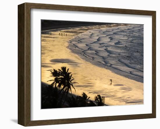 Icapui Beach, with People Fishing and Playing at Sunset-Alex Saberi-Framed Photographic Print