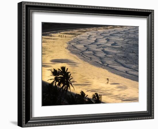 Icapui Beach, with People Fishing and Playing at Sunset-Alex Saberi-Framed Photographic Print