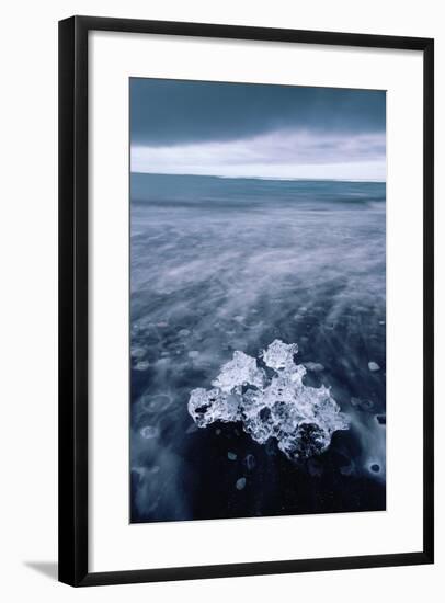 Ice Beach Fragment, Glacier Lagoon Midnight Beach Iceland-Vincent James-Framed Photographic Print