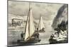 Ice Boat Race on the Hudson-Currier & Ives-Mounted Giclee Print