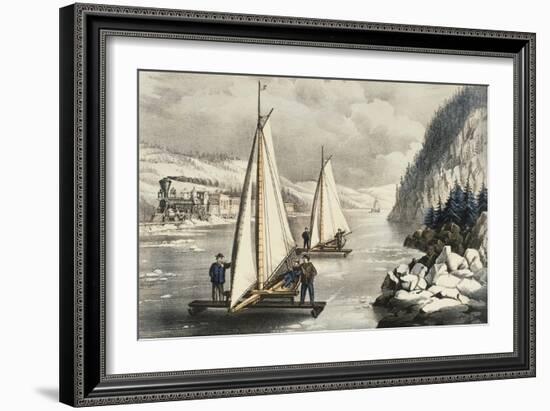 Ice Boat Race on the Hudson-Currier & Ives-Framed Giclee Print