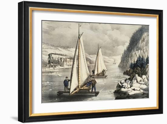 Ice Boat Race on the Hudson-Currier & Ives-Framed Giclee Print