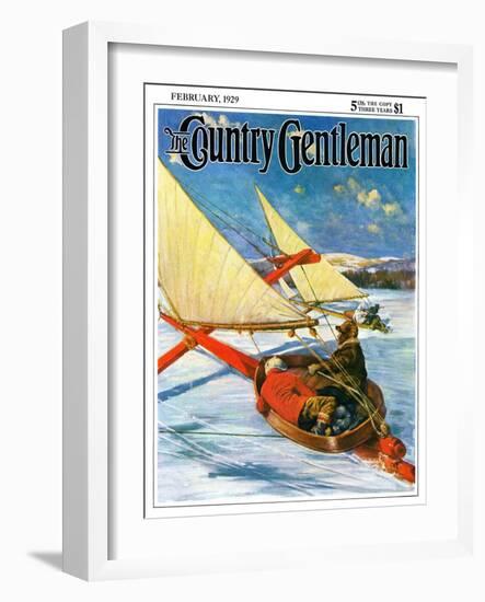 "Ice Boating," Country Gentleman Cover, February 1, 1929-Anton Otto Fischer-Framed Giclee Print