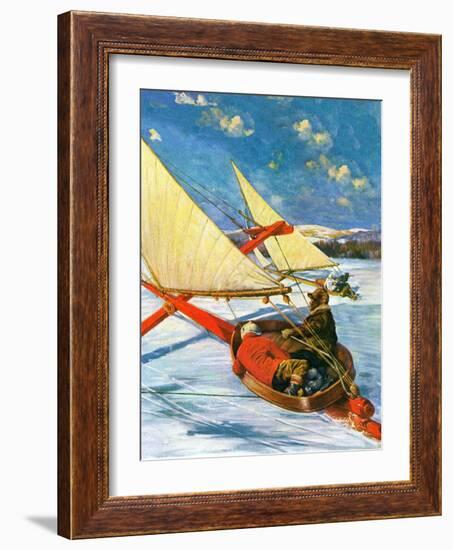 "Ice Boating,"February 1, 1929-Anton Otto Fischer-Framed Giclee Print