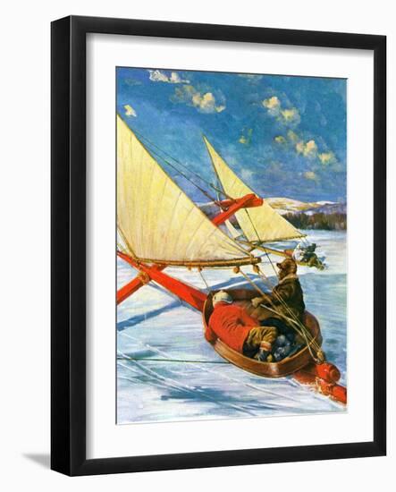"Ice Boating,"February 1, 1929-Anton Otto Fischer-Framed Giclee Print