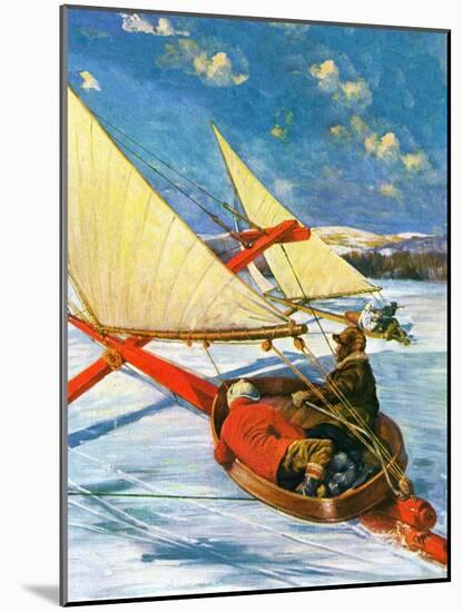 "Ice Boating,"February 1, 1929-Anton Otto Fischer-Mounted Giclee Print