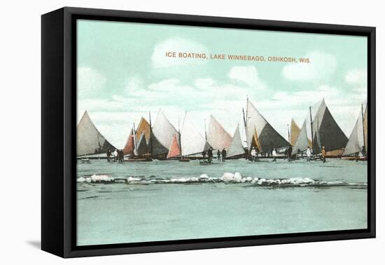 Ice Boating, Lake Winnebago-null-Framed Stretched Canvas