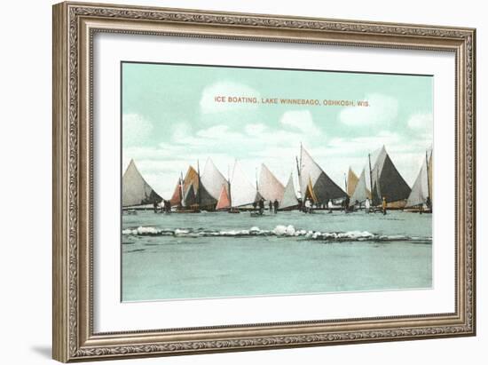 Ice Boating, Lake Winnebago-null-Framed Art Print