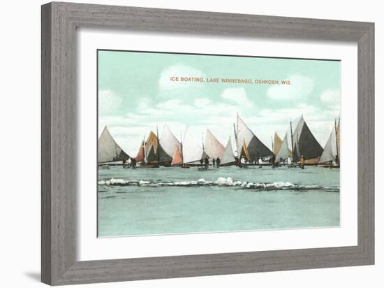 Ice Boating, Lake Winnebago-null-Framed Art Print