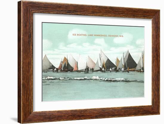 Ice Boating, Lake Winnebago-null-Framed Art Print