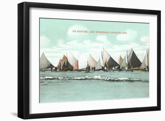 Ice Boating, Lake Winnebago-null-Framed Art Print