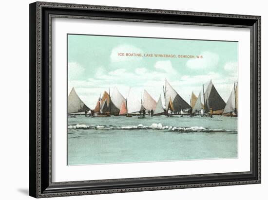 Ice Boating, Lake Winnebago-null-Framed Art Print