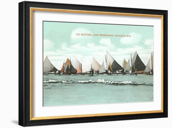 Ice Boating, Lake Winnebago-null-Framed Art Print