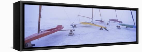 Ice Boats on a Frozen Lake, Grand Rapids, Kent County, Michigan, USA-null-Framed Premier Image Canvas