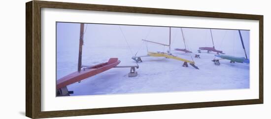 Ice Boats on a Frozen Lake, Grand Rapids, Kent County, Michigan, USA-null-Framed Photographic Print