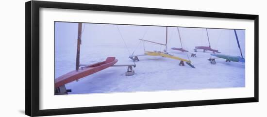 Ice Boats on a Frozen Lake, Grand Rapids, Kent County, Michigan, USA-null-Framed Photographic Print