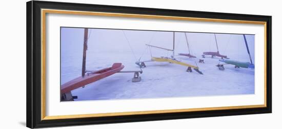 Ice Boats on a Frozen Lake, Grand Rapids, Kent County, Michigan, USA-null-Framed Photographic Print