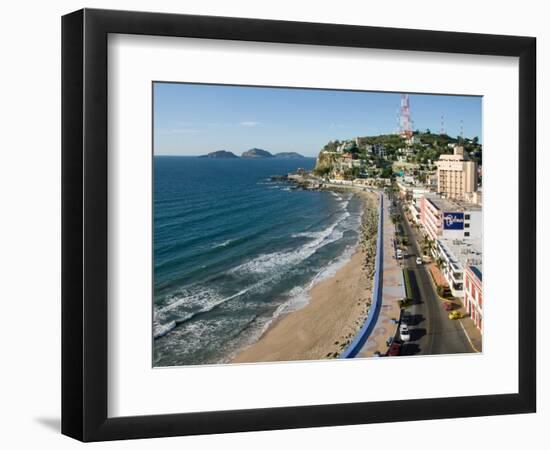 Ice Box Hill (Cerro de la Neveria) and the Olas Altas Beach, Mazatlan, Mexico-Charles Sleicher-Framed Photographic Print