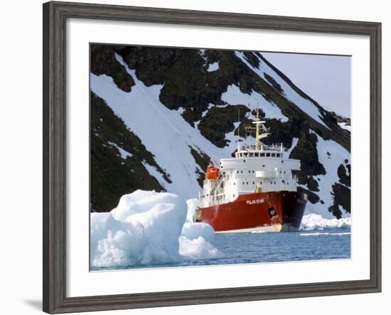 Ice-Breaker Tour Ship, Krossfjorden Icebergs, Spitsbergen, Svalbard, Norway, Scandinavia-Tony Waltham-Framed Photographic Print