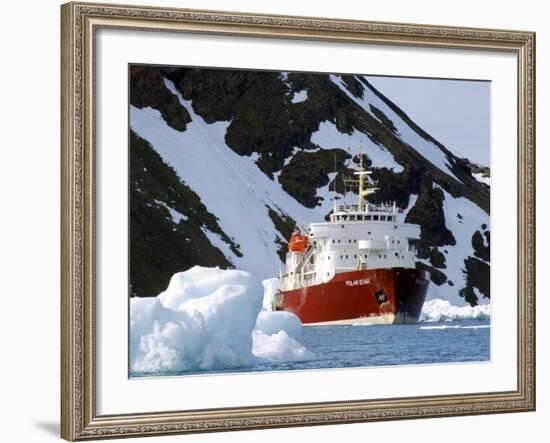Ice-Breaker Tour Ship, Krossfjorden Icebergs, Spitsbergen, Svalbard, Norway, Scandinavia-Tony Waltham-Framed Photographic Print