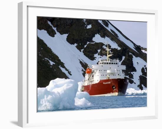 Ice-Breaker Tour Ship, Krossfjorden Icebergs, Spitsbergen, Svalbard, Norway, Scandinavia-Tony Waltham-Framed Photographic Print