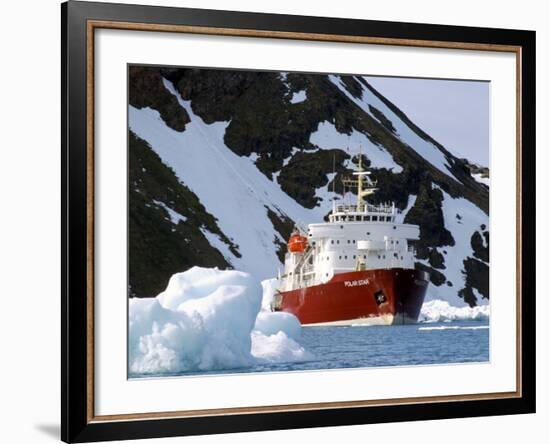 Ice-Breaker Tour Ship, Krossfjorden Icebergs, Spitsbergen, Svalbard, Norway, Scandinavia-Tony Waltham-Framed Photographic Print