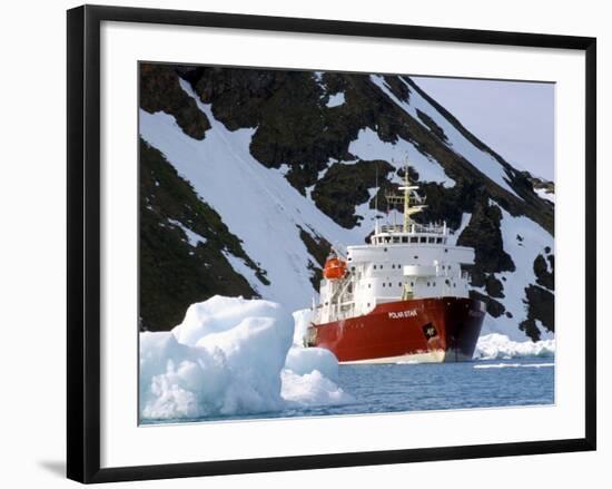 Ice-Breaker Tour Ship, Krossfjorden Icebergs, Spitsbergen, Svalbard, Norway, Scandinavia-Tony Waltham-Framed Photographic Print