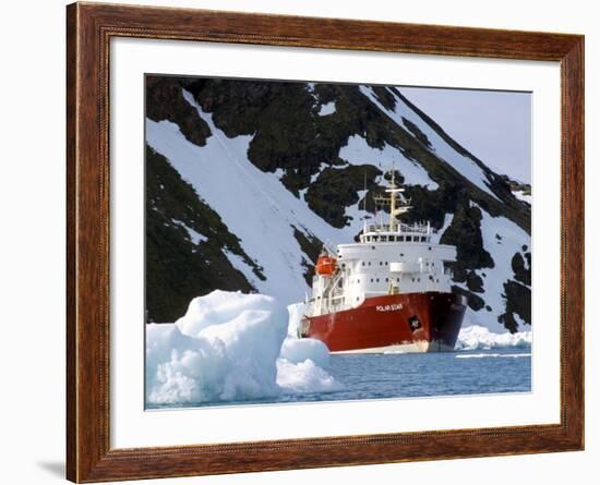 Ice-Breaker Tour Ship, Krossfjorden Icebergs, Spitsbergen, Svalbard, Norway, Scandinavia-Tony Waltham-Framed Photographic Print