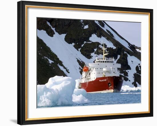 Ice-Breaker Tour Ship, Krossfjorden Icebergs, Spitsbergen, Svalbard, Norway, Scandinavia-Tony Waltham-Framed Photographic Print