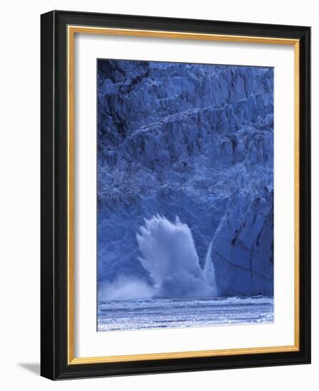 Ice Calves off Tidewater Surprise Glacier, Harriman Fjord, Prince William Sound, Alaska, USA-Hugh Rose-Framed Photographic Print