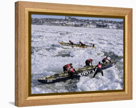 Ice Canoe Races on the St. Lawrence River During Winter Carnival, Quebec, Canada-Alison Wright-Framed Premier Image Canvas