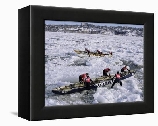 Ice Canoe Races on the St. Lawrence River During Winter Carnival, Quebec, Canada-Alison Wright-Framed Premier Image Canvas