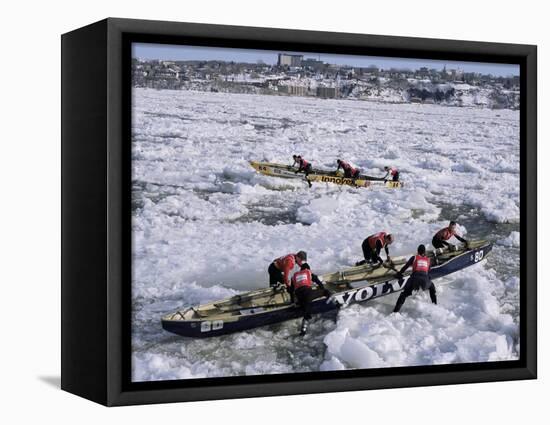 Ice Canoe Races on the St. Lawrence River During Winter Carnival, Quebec, Canada-Alison Wright-Framed Premier Image Canvas
