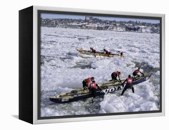 Ice Canoe Races on the St. Lawrence River During Winter Carnival, Quebec, Canada-Alison Wright-Framed Premier Image Canvas