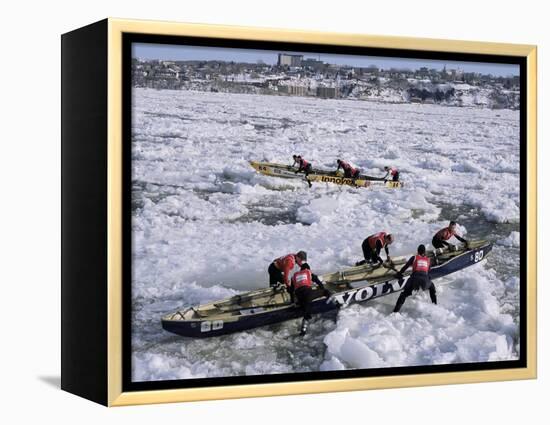 Ice Canoe Races on the St. Lawrence River During Winter Carnival, Quebec, Canada-Alison Wright-Framed Premier Image Canvas