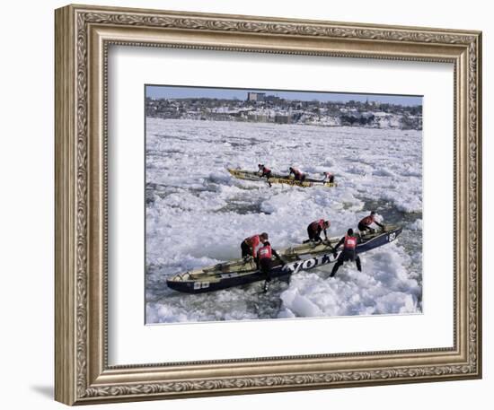 Ice Canoe Races on the St. Lawrence River During Winter Carnival, Quebec, Canada-Alison Wright-Framed Photographic Print