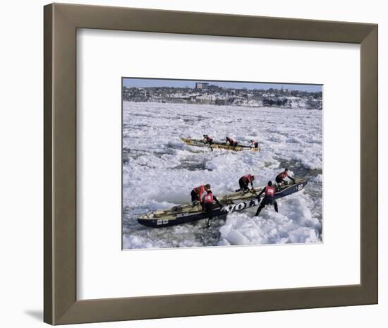 Ice Canoe Races on the St. Lawrence River During Winter Carnival, Quebec, Canada-Alison Wright-Framed Photographic Print