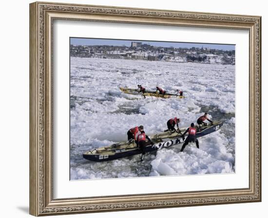 Ice Canoe Races on the St. Lawrence River During Winter Carnival, Quebec, Canada-Alison Wright-Framed Photographic Print