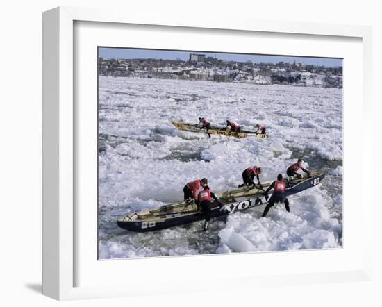 Ice Canoe Races on the St. Lawrence River During Winter Carnival, Quebec, Canada-Alison Wright-Framed Photographic Print